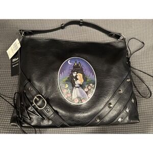 Hot Topic Hobo Bag Women Large Black NEW Edward Scissorhands Studded Buckle